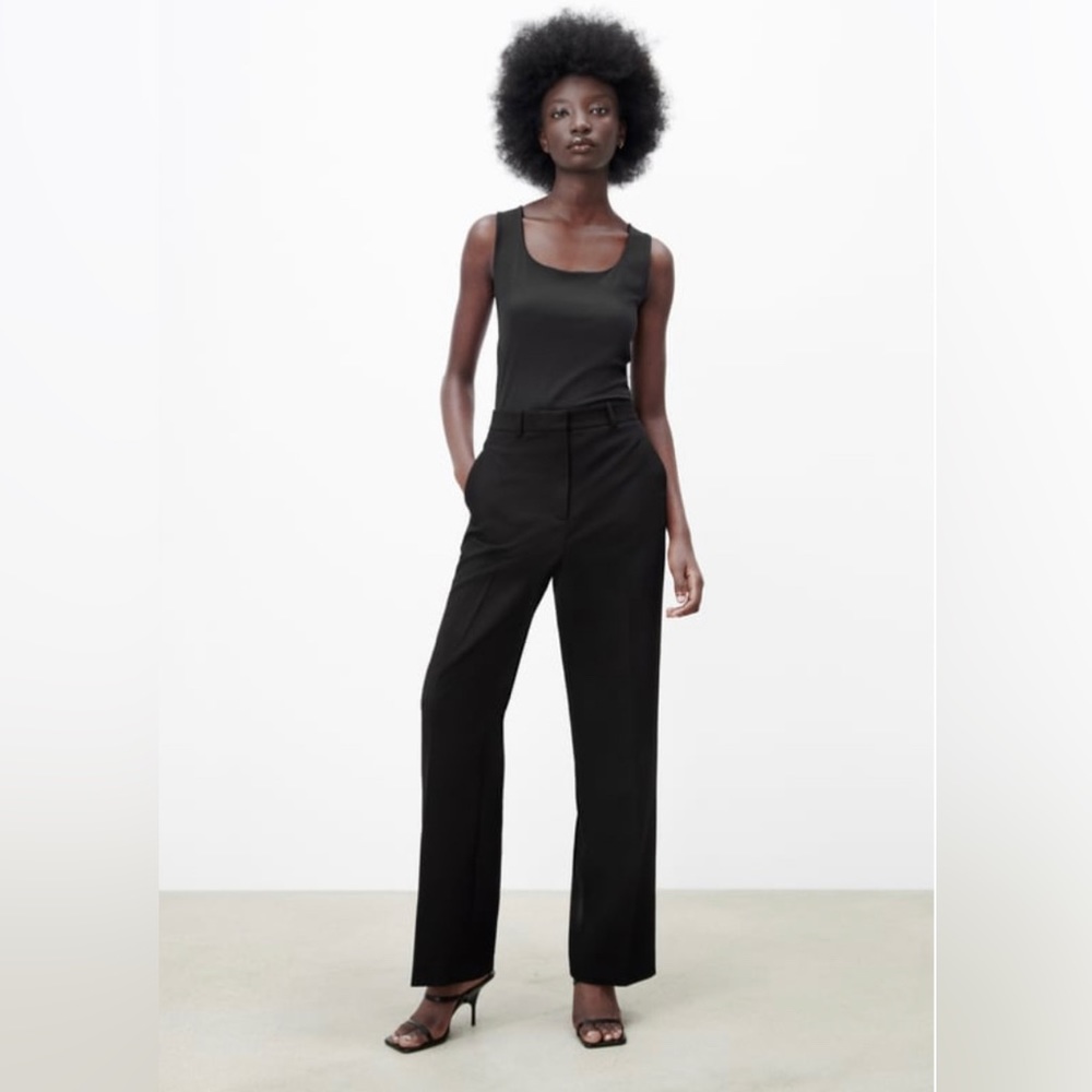 Zara Wide Leg Black Trouser Pants
